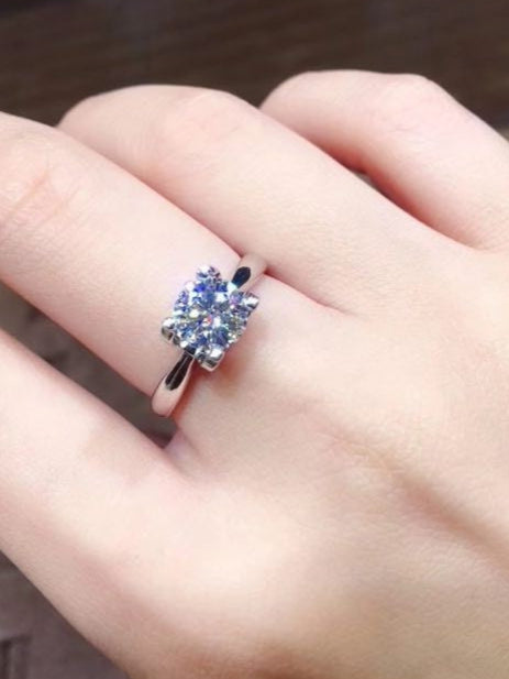 American Moissanite Diamond Ring Womens 18K Gold