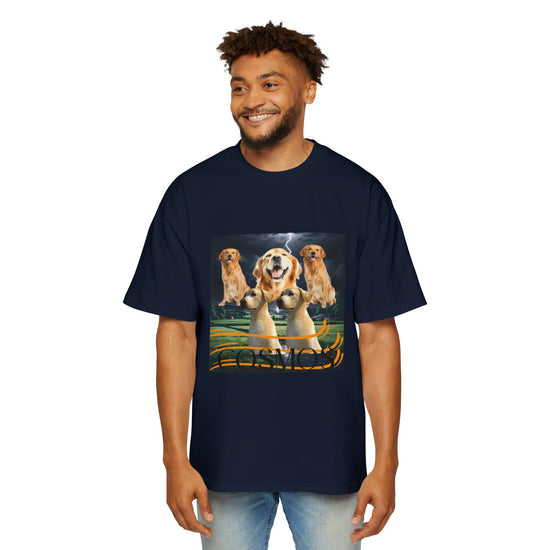Playful Dog Graphic Tee | Heavy Oversized Men’s T-Shirt, Casual Dog Lover Gift, Unisex Fashion, Birthday Present, Pet Adoption Awareness