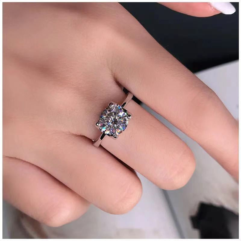 American Moissanite Diamond Ring Womens 18K Gold