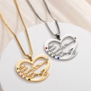 Collier Pendentif Cœur Pierre de Naissance - Bijou Personnalisé Femme
