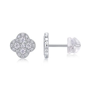 Boucles d'Oreilles Diamant Argent - Bijou Luxe Femme Élégant